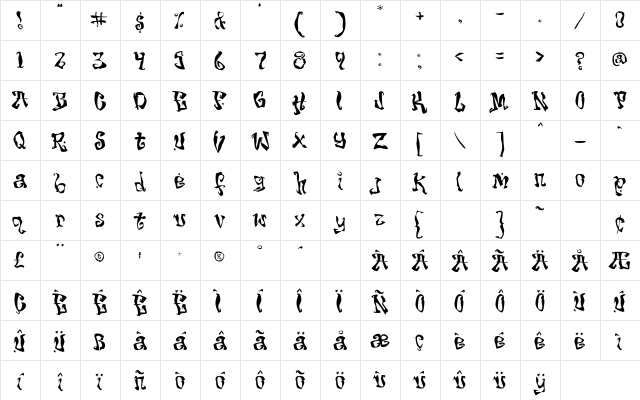 HouseParty Medium  glyph index