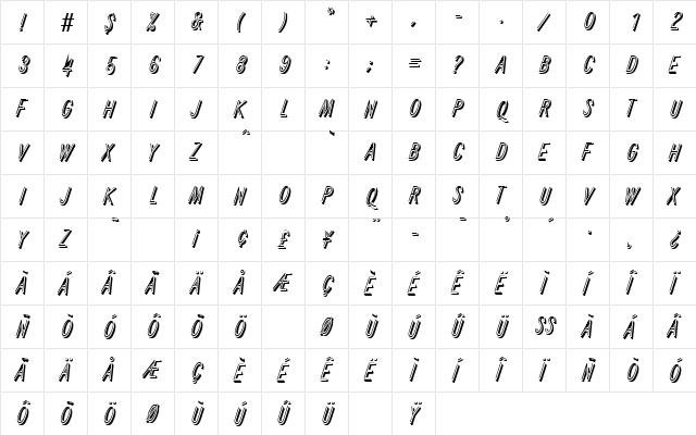 Reflex Regular  glyph index