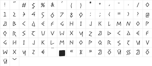 UncialCondensedSoft Regular  glyph index