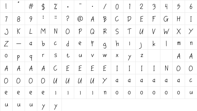 Lazy Monday Regular  glyph index