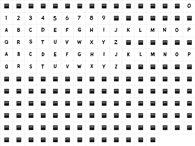 Jitter Bug - Demo Regular  glyph index