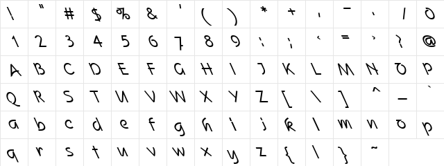 Squire Extreme Lefties Regular  glyph index