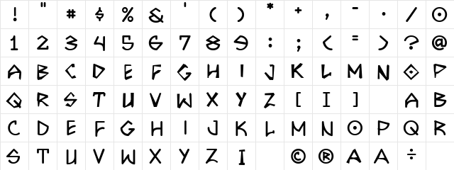 CCBithead Bark  glyph index
