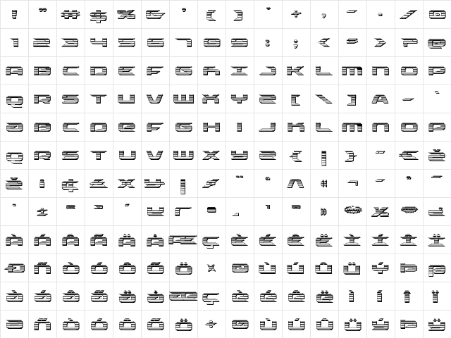 Drive Chrome Regular  glyph index