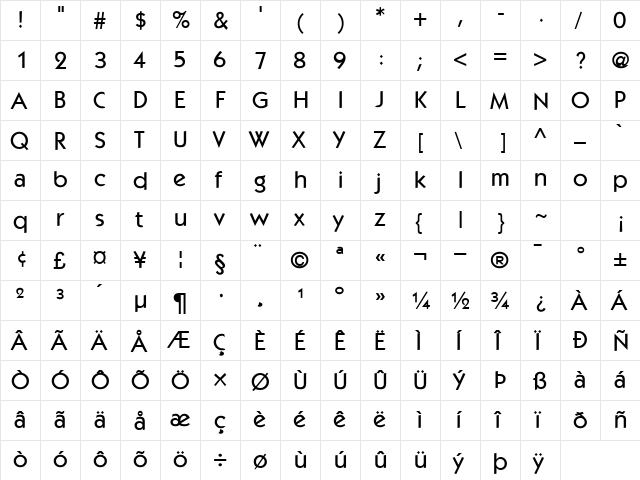 KaratMedium Regular  glyph index