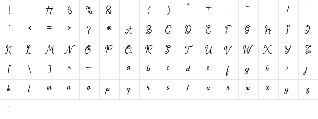 bulgatin Regular  glyph index