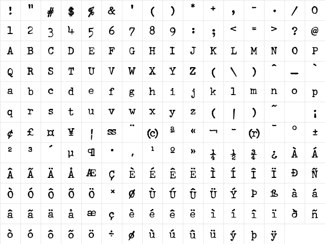 SchmutzICG Cleaned  glyph index
