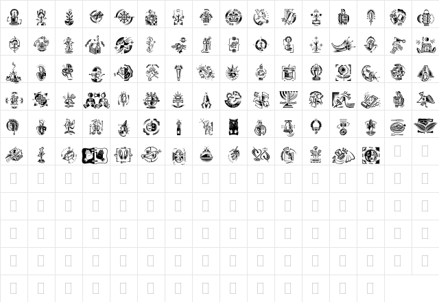 DF Celebrations Plain  glyph index