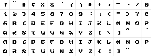 Much More Regular  glyph index