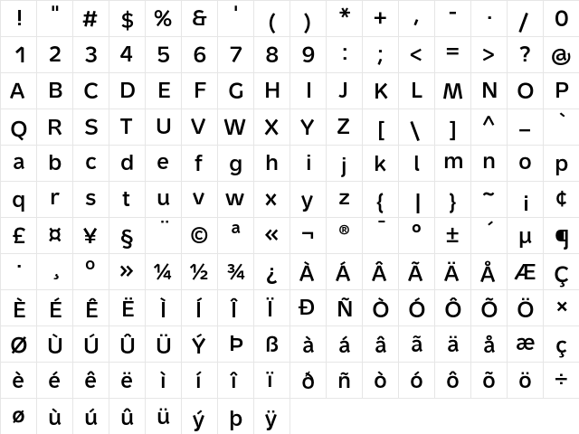 Metron Light Pro Bold  glyph index