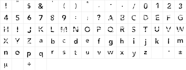 Agenda Regular  glyph index