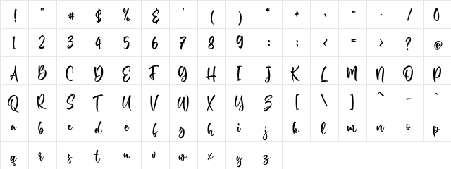Samberia Regular  glyph index