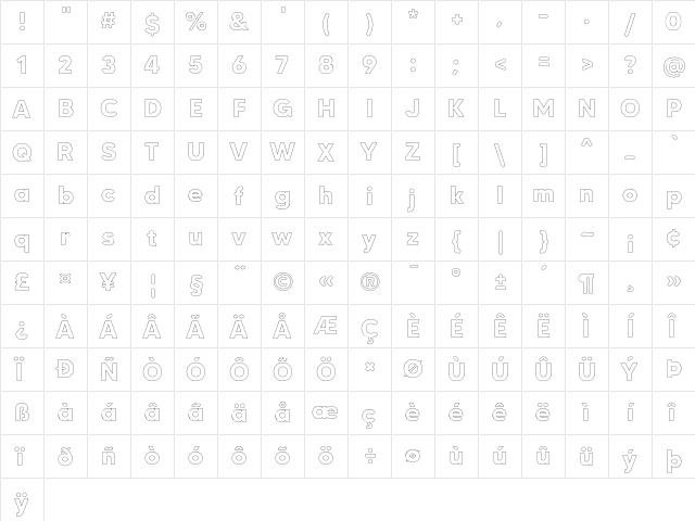 MADE Tommy Soft Outline Bold  glyph index