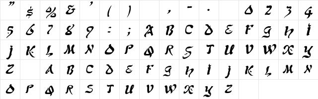 Solomon Italic  glyph index
