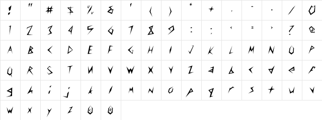 Cunei- Regular  glyph index