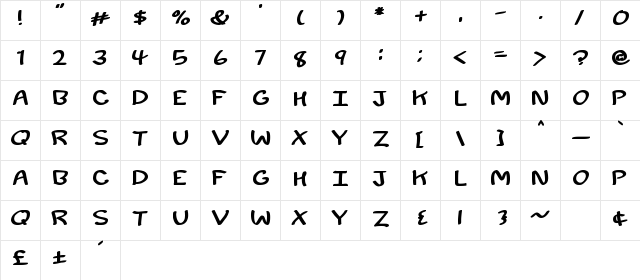 Sunshine Smile Regular  glyph index