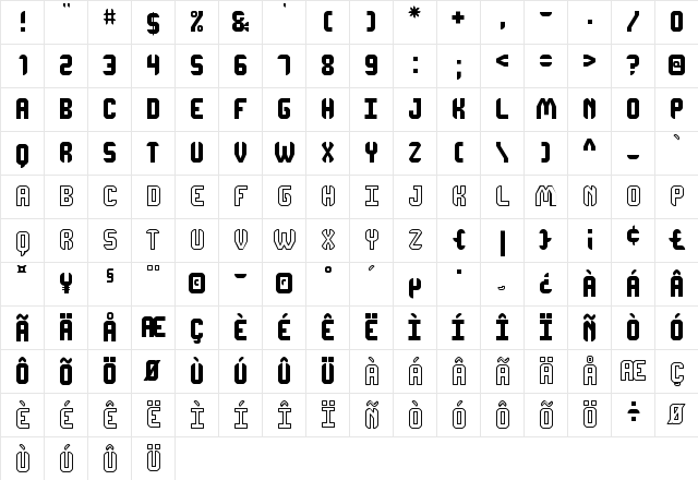 DhonJako St Regular  glyph index