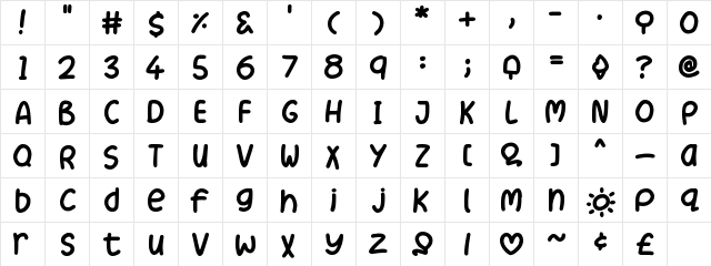 Summer Love Regular  glyph index