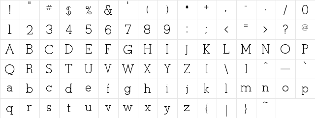 Tulang Regular  glyph index