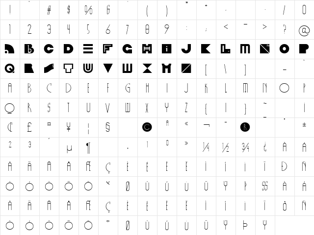 LTFunnyBones One One  glyph index