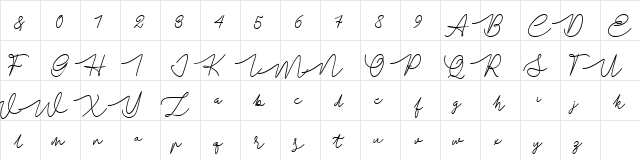 Batavia Glamore Script Bold  glyph index