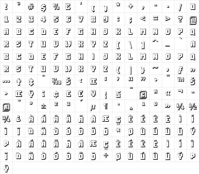 a_Simpler3D Bold  glyph index