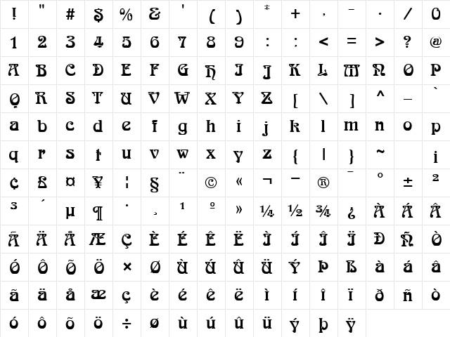 PT Robinhood Normal  glyph index