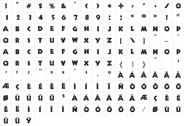Newsel Regular  glyph index