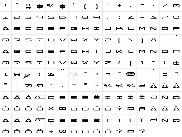 Free Agent Expanded Expanded  glyph index
