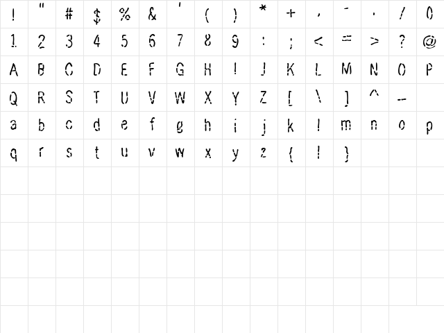 AL Frazzled Regular  glyph index