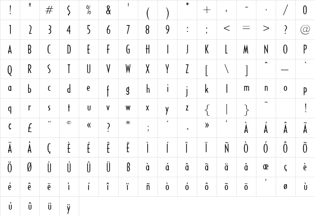 HalseyLightCondSSK Regular  glyph index