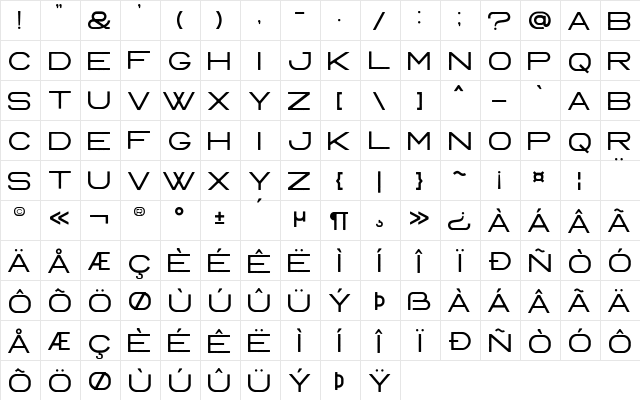 Manta Style Sans Rough DEMO Regular  glyph index