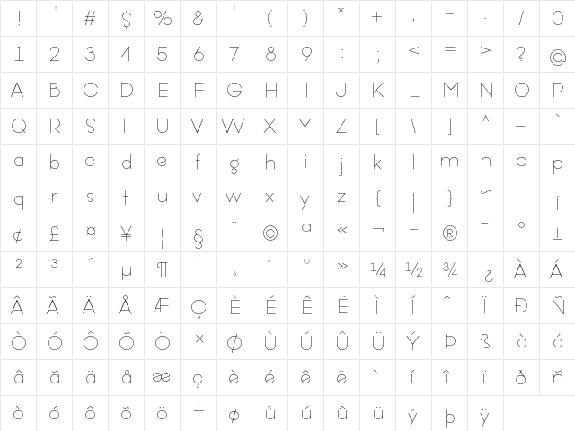 Offerings Regular  glyph index