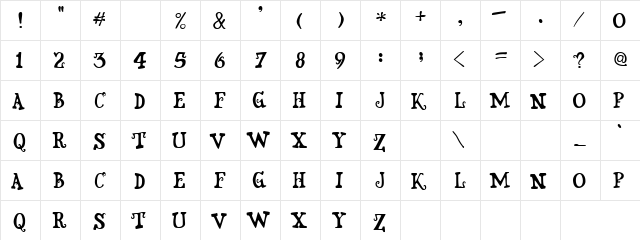 Aristocratic Font Regular  glyph index