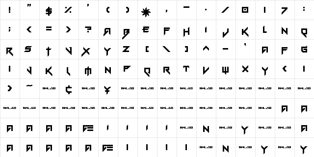 Vermin Vibes eX Regular  glyph index