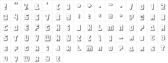 Urban Constructed Shadow  glyph index