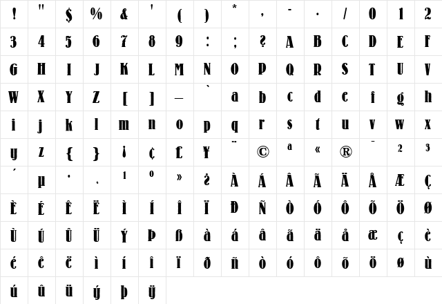 Lo-Type-CondensedMedium Medium  glyph index