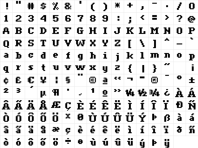 ceriph 07_65 Regular  glyph index