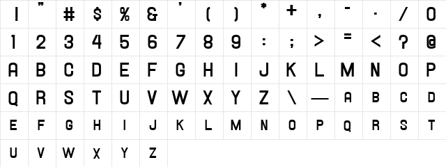 Hallandale SC Bold JL Regular  glyph index
