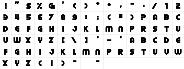 Oilrig Regular  glyph index