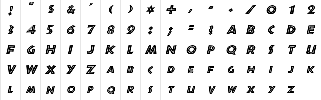 CantinaSCapsSSK BoldItalic  glyph index