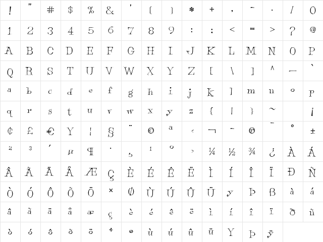 Pink Flamingo Regular  glyph index