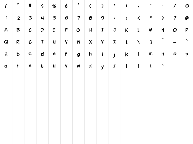 CK Man's Print Regular  glyph index