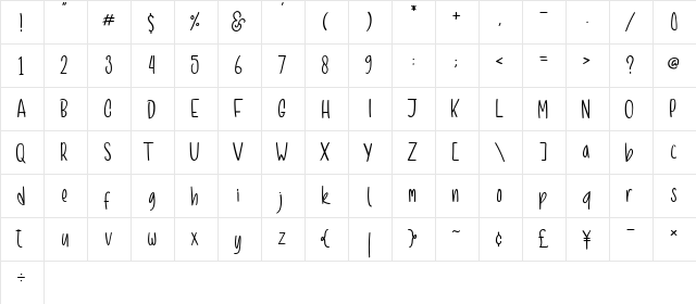 Brunch Brunch Regular  glyph index