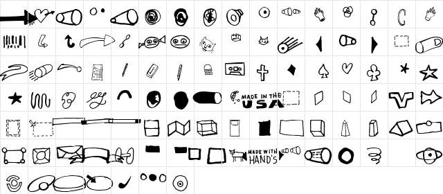 Cinahand Dingbats  glyph index