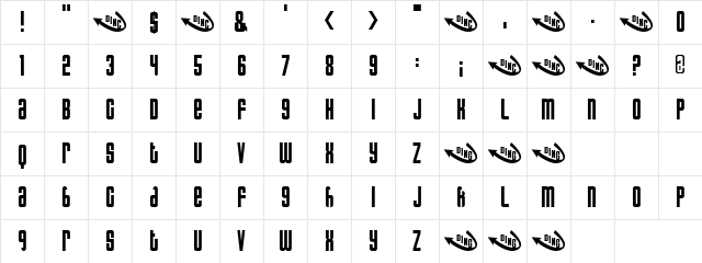 MezzaLuna Regular  glyph index