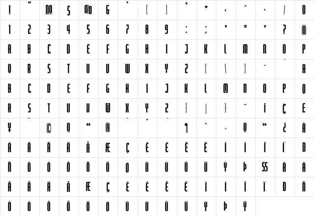 Judgement Compressed  glyph index