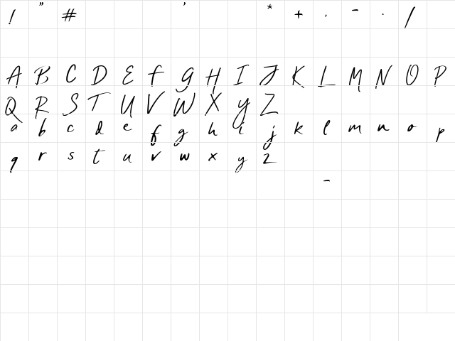 SHAMBLE - demo Regular  glyph index