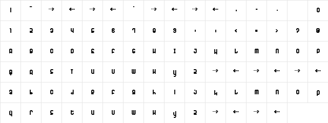 Monophonic Bold  glyph index