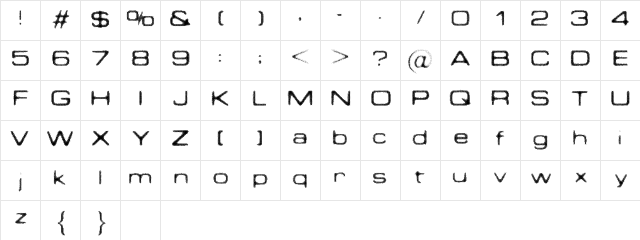 PSEUDO Regular  glyph index